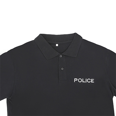 블랙 커스텀 경찰 폴로 셔츠 Puttoned Placket